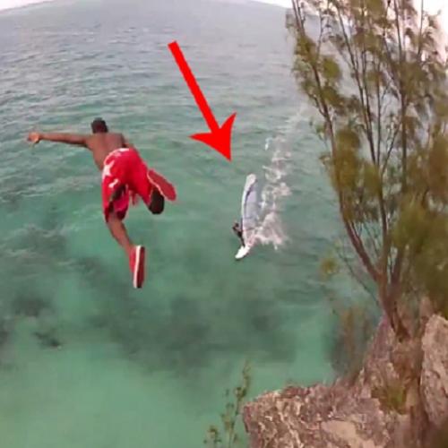 Ele mergulhou de uma altura de 35 metros, e o que aconteceu é assustad