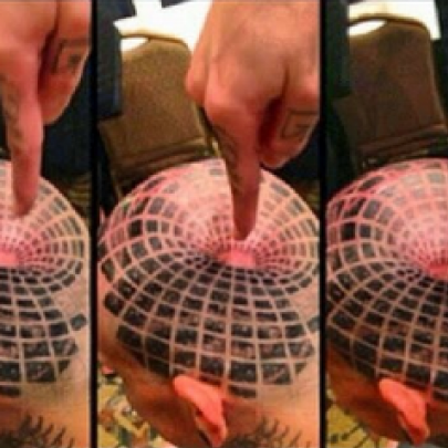 Cabeça tatuada com ilusão óptica vai matar você de aflição