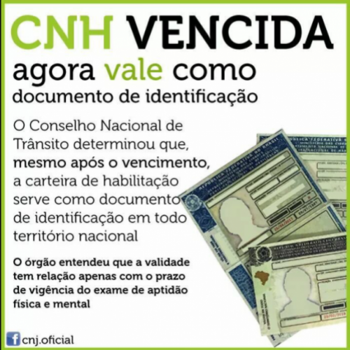 CNH vencida agora serve como documento de identificação