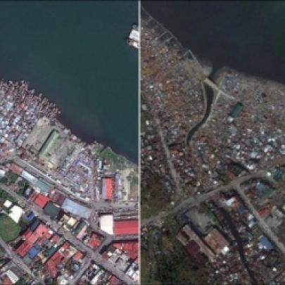 Filipinas antes e depois do super tufão Haiyan