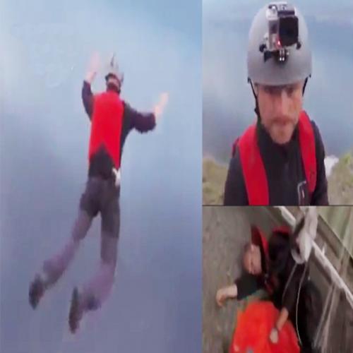 Homem sobrevive a queda após o paraquedas não abrir em salto.