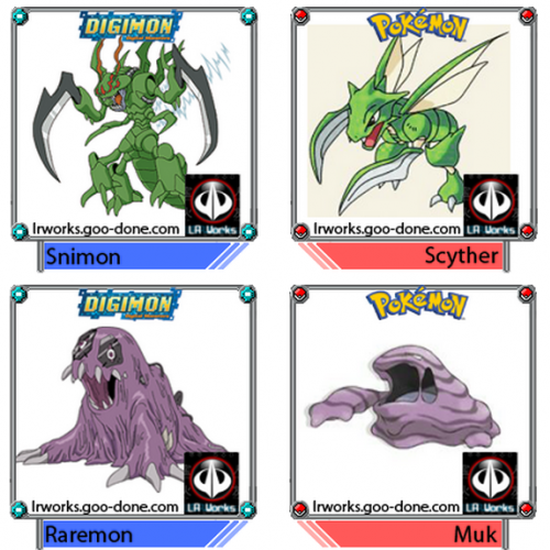 Os Digimon e Pokémon semelhantes