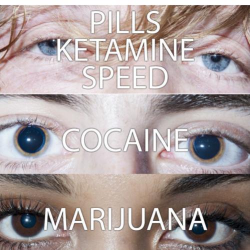 Olhos de pessoas que estavam sob o efeito de drogas
