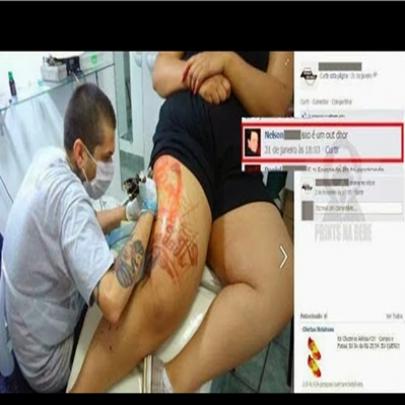 Mulher posta foto fazendo tatuagem e veja o mico