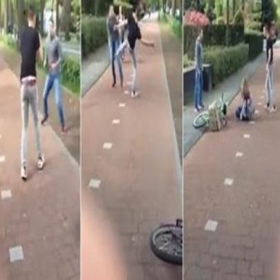 Sem querer, mulher de bicicleta interrompe briga em ciclovia