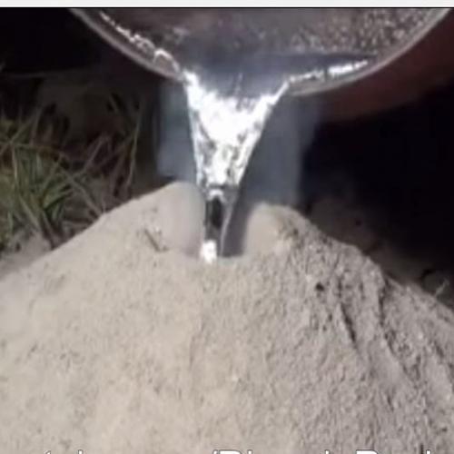 Alumínio líquido derramado no formigueiro, veja o que acontece.