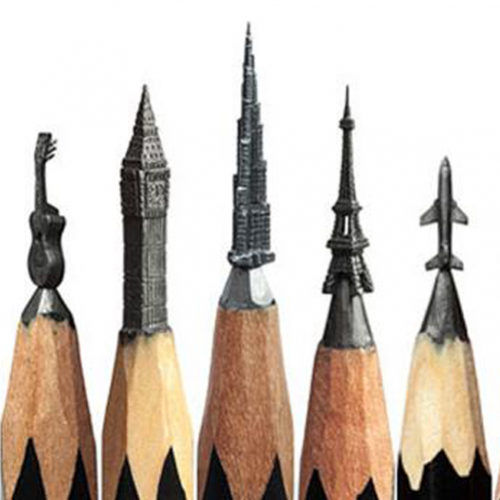 Transformando pontas de lápis em esculturas da cultura pop