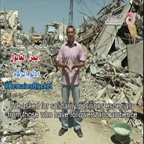 Morador de Gaza destruída cria 'desafio do balde de escombros'