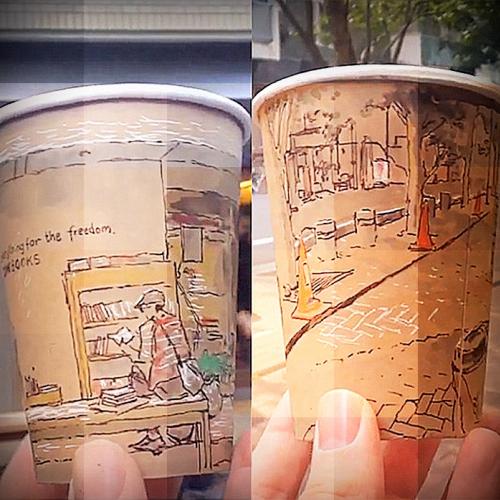 Artista cria vistas panorâmicas em copos de café