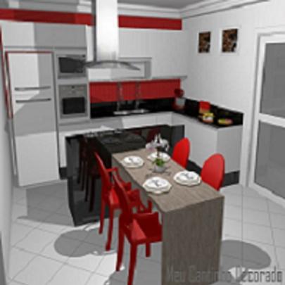 Projeto Cozinha - Branco e Vermelho