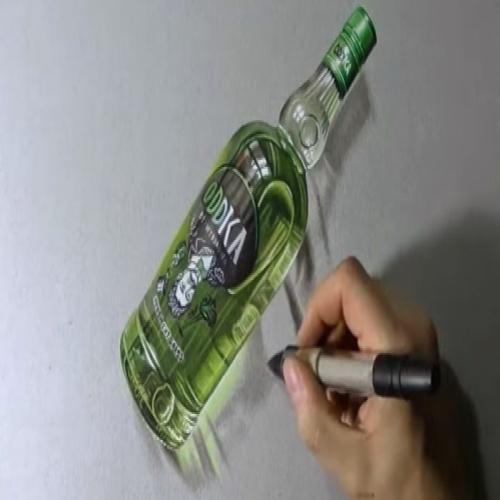 Desenhando uma garrafa de vodka muito real