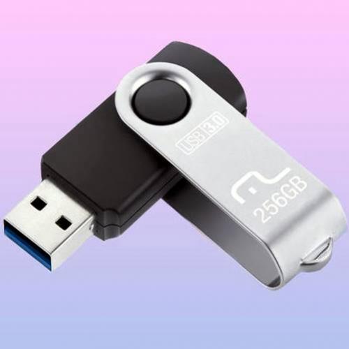 Pen drive Multilaser de 256 GB conexão USB 3.0