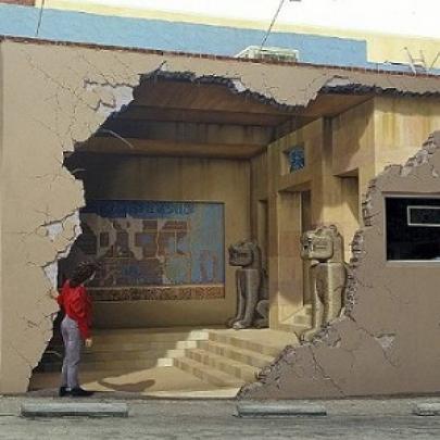 Artista cria murais com ilusões 3D incríveis em fachadas e paredes de 