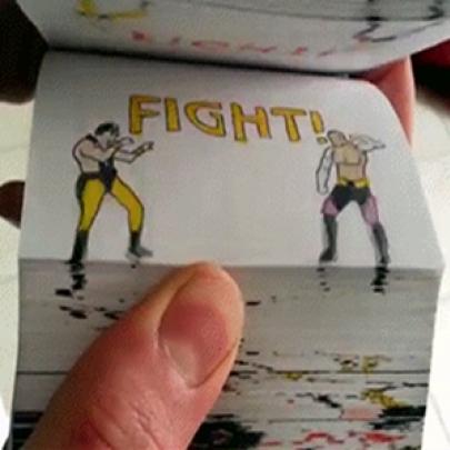 Mortal Kombat em um bloco de papel