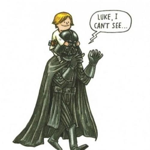 Ilustrações mostrando como seria Darth Vader sendo um Bom Pai