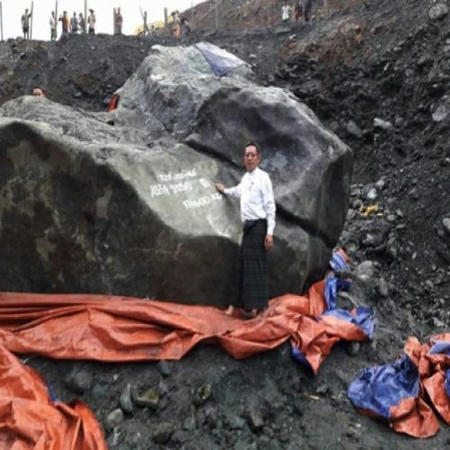 Pedra de jade de 174 toneladas descoberta em Mianmar não pode ser extr
