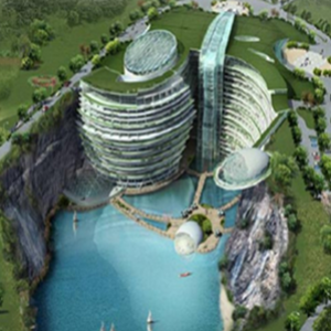 Hotel dentro de pedreira na China