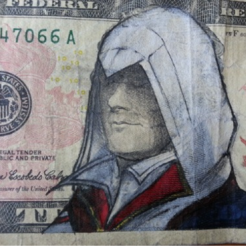Arte em notas de dólar 