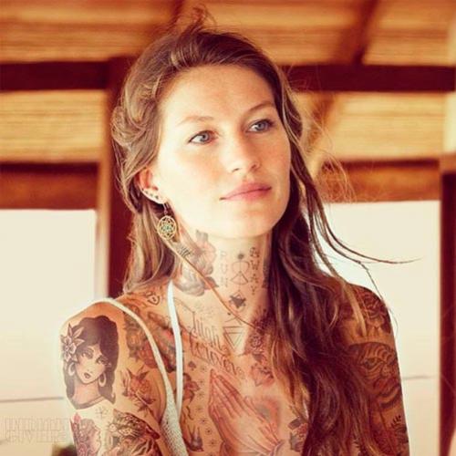 Como seria se as celebridades fossem completamente tatuadas?