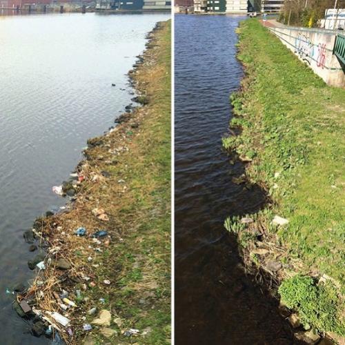 Holandês consegue limpar margem de rio poluído