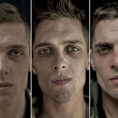 Retratos de soldados antes, durante e após a Guerra