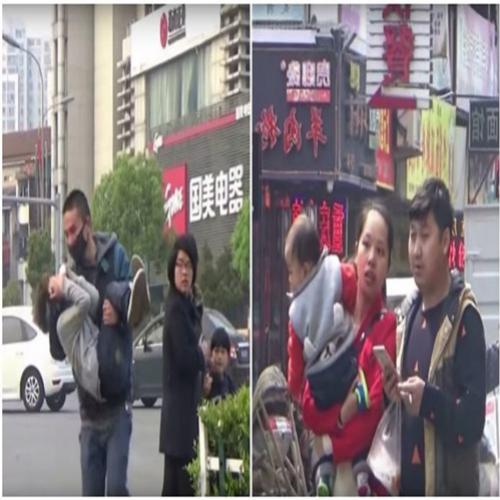Este homem estava sequestrando uma criança na china, veja que triste! 