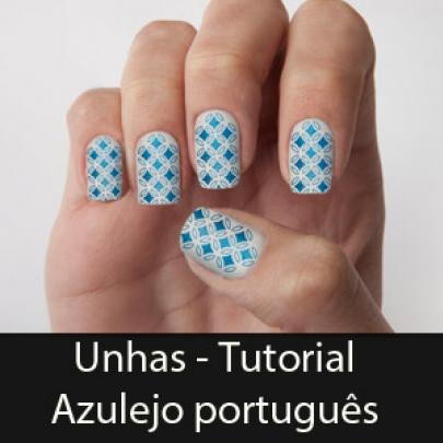 Esmalte verão 2014 - Aprenda a fazer um hit unhas de azulejo português