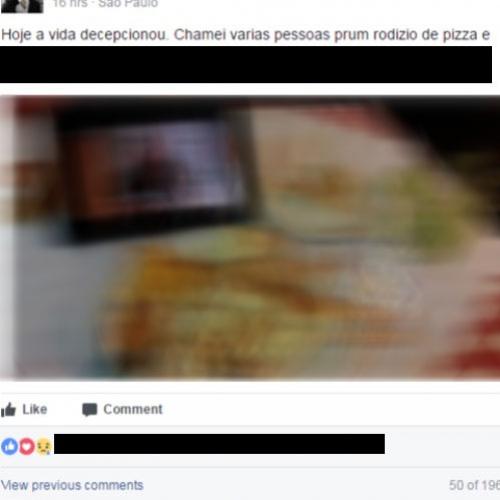 Foi num rodízio de pizza com os amigos, mas não saiu como esperado