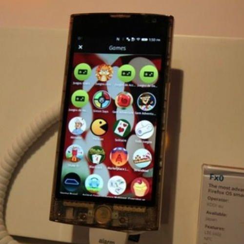 Smartphone LG transparente com Firefox OS