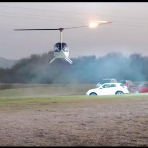 Helicóptero atinge fio de alta tensão ao aterrissar