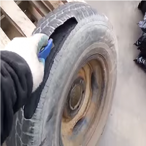 Nunca tente furar um pneu cheio com estilete