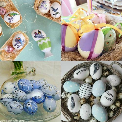 Um monte de ideias de como fazer ovos de Páscoa pintados e decorados