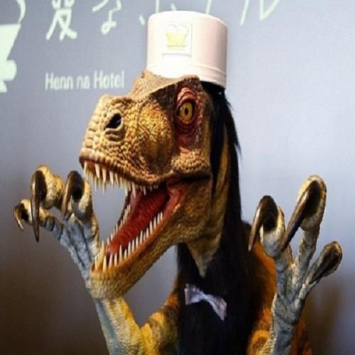 Funcionário dinossauro entrando na empresa e matando os colegas de rir