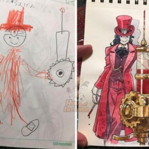 Pai transforma desenhos de filho em animes
