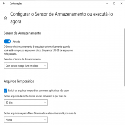 Windows 10: Ativando e configurando o Sensor de Armazenamento