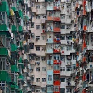 A alta densidade dos apartamentos em Hong Kong