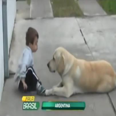 Cachorro faz de tudo para conseguir amizade de garoto com síndrome de 