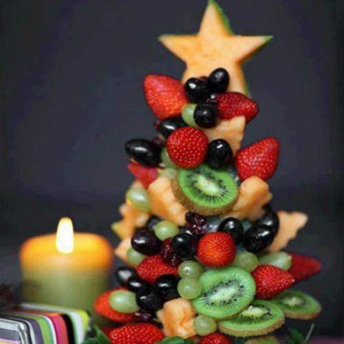 Faça você mesma uma Árvore de Natal com frutas